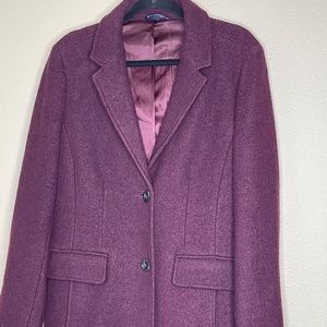 Wine Lands End Mid-length Peacoat size 16